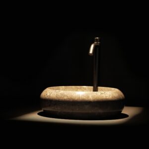 Marble stone basin — full polish, natural veining, countertop, NZ